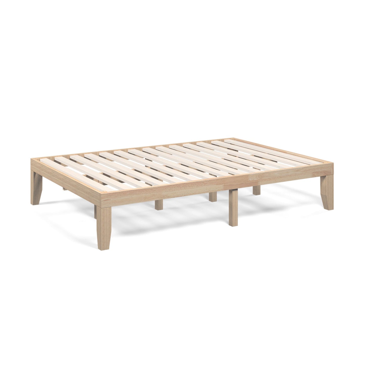 14 Inch Full Size Wood Platform Bed Frame with Wood Slat Support-Coffee