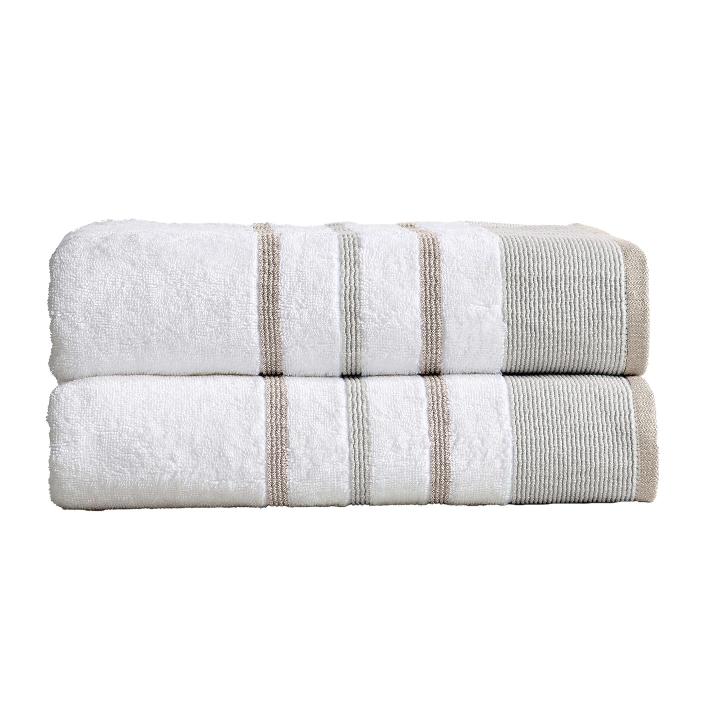 Soft Cotton Bath Towel Set and Stripe Detail