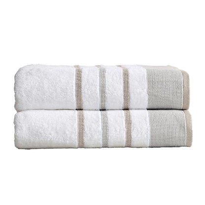 Soft Cotton Bath Towel Set and Stripe Detail