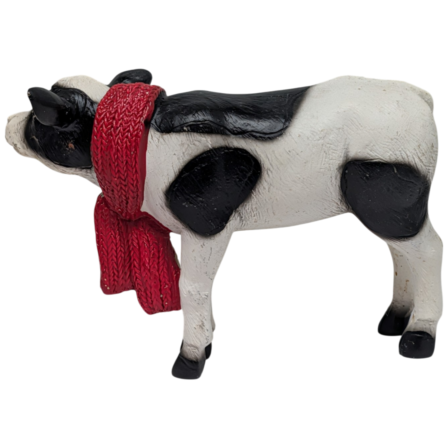 Country Cow Figurine with red scarf, black and white spotted body by The Country Christmas Loft on Tampa Home & Garden Store