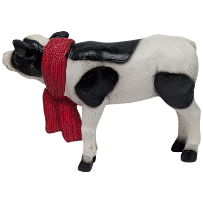 Country Cow Figurine with red scarf, black and white spotted body by The Country Christmas Loft on Tampa Home & Garden Store