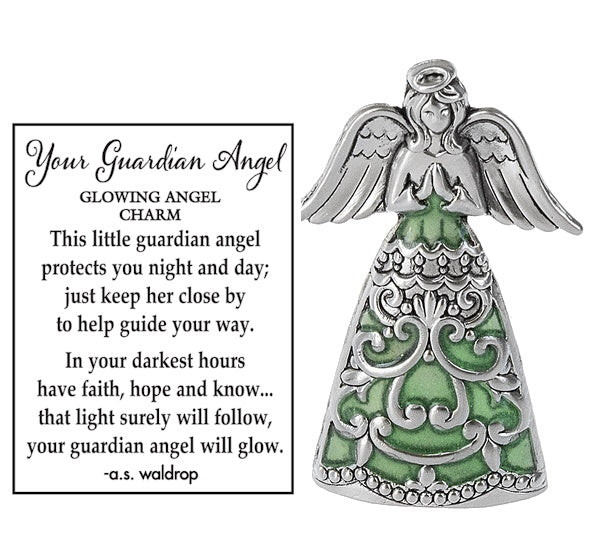 Amuleto de ángel guardián que brilla en la oscuridad
