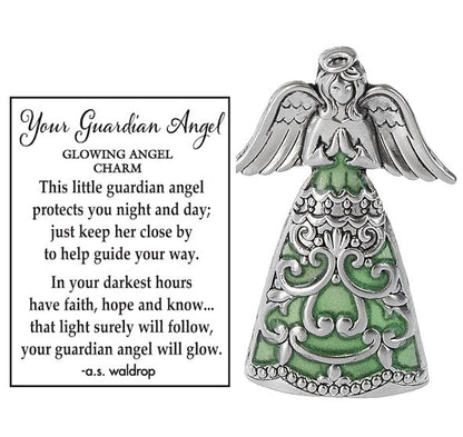 Amuleto de ángel guardián que brilla en la oscuridad
