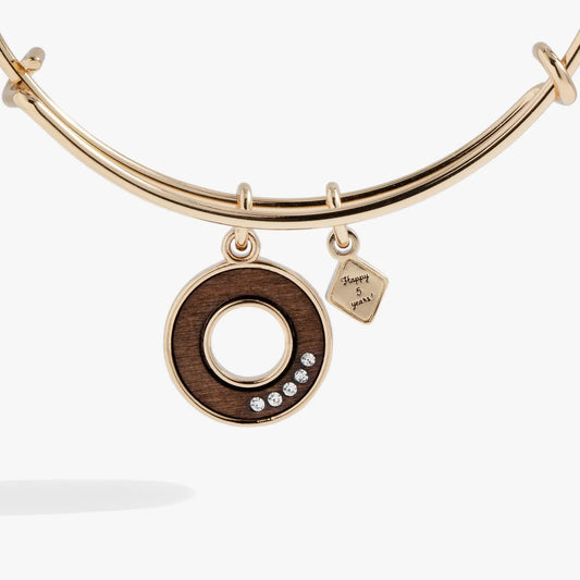 Five-Year Anniversary Bangle by ALEX AND ANI gold-tone wood-inlay charm bracelet on Tampa Home & Garden Store