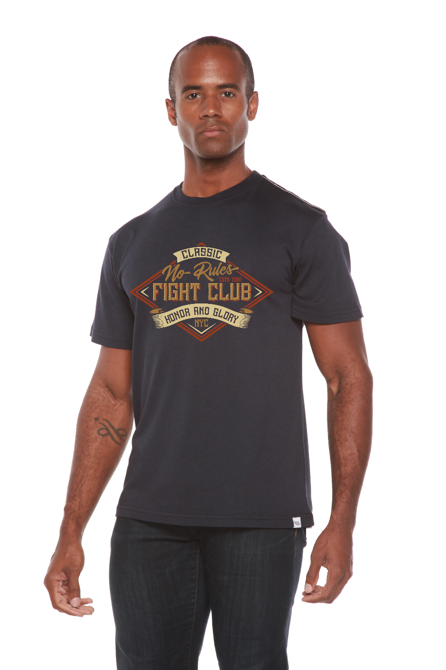 Men's Fight Club graphic T-shirt by Spun Bamboo in navy bamboo viscose/organic cotton with vintage print on Tampa Home & Garden Store
