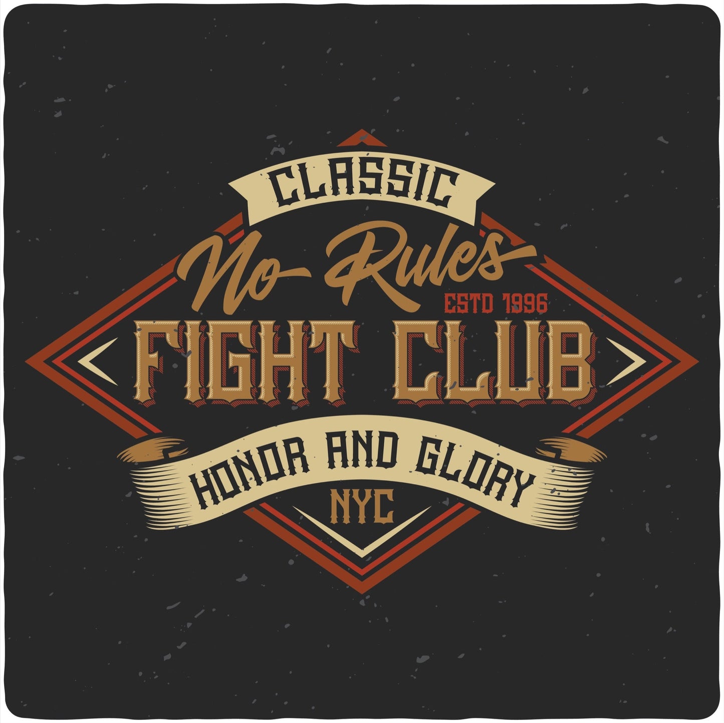 Fight Club men's graphic tee in bamboo viscose and organic cotton on black with banner on Tampa Home & Garden Store
