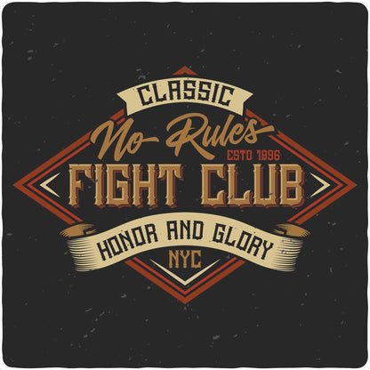 Fight Club men's graphic tee in bamboo viscose and organic cotton on black with banner on Tampa Home & Garden Store