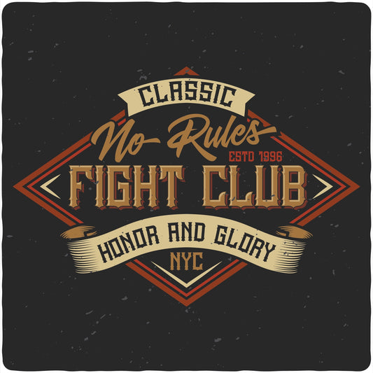 Fight Club men's graphic tee in bamboo viscose and organic cotton on black with banner on Tampa Home & Garden Store