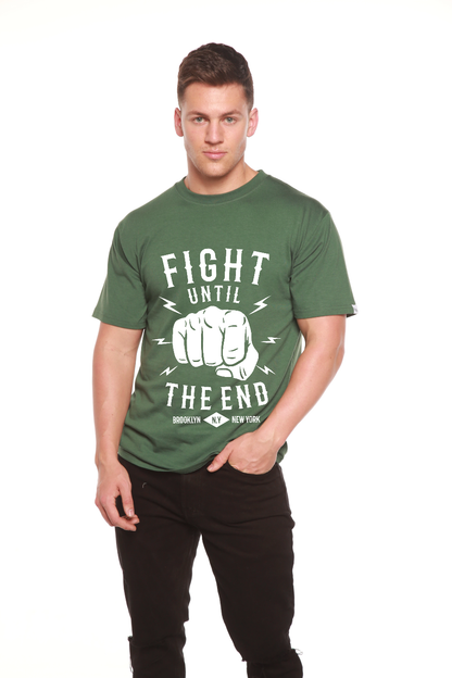 Fight Until men's green T-shirt with fist, bamboo viscose/organic cotton sleeves Spun Bamboo on Tampa Home & Garden Store