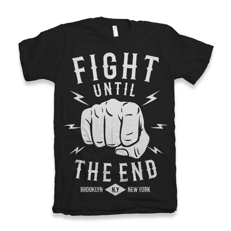 Fight Until men's black graphic T-shirt bamboo viscose and organic cotton with fist design on Tampa Home & Garden Store