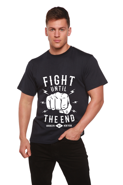 Fight Until men's bamboo viscose organic cotton T-shirt navy with fist design on Tampa Home & Garden Store