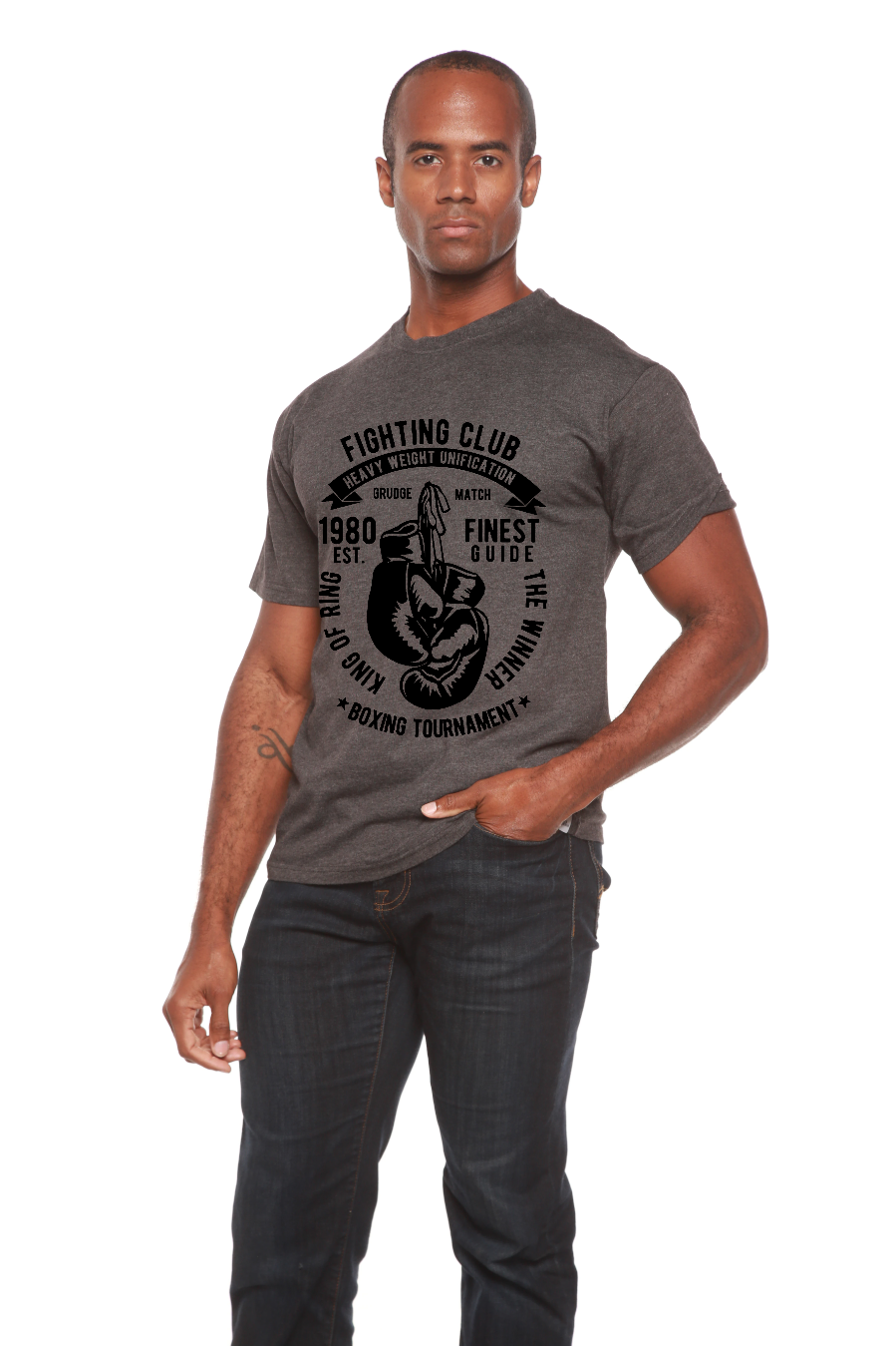 Fighting Club men's graphic tee by Spun Bamboo charcoal heather gray on Tampa Home & Garden Store
