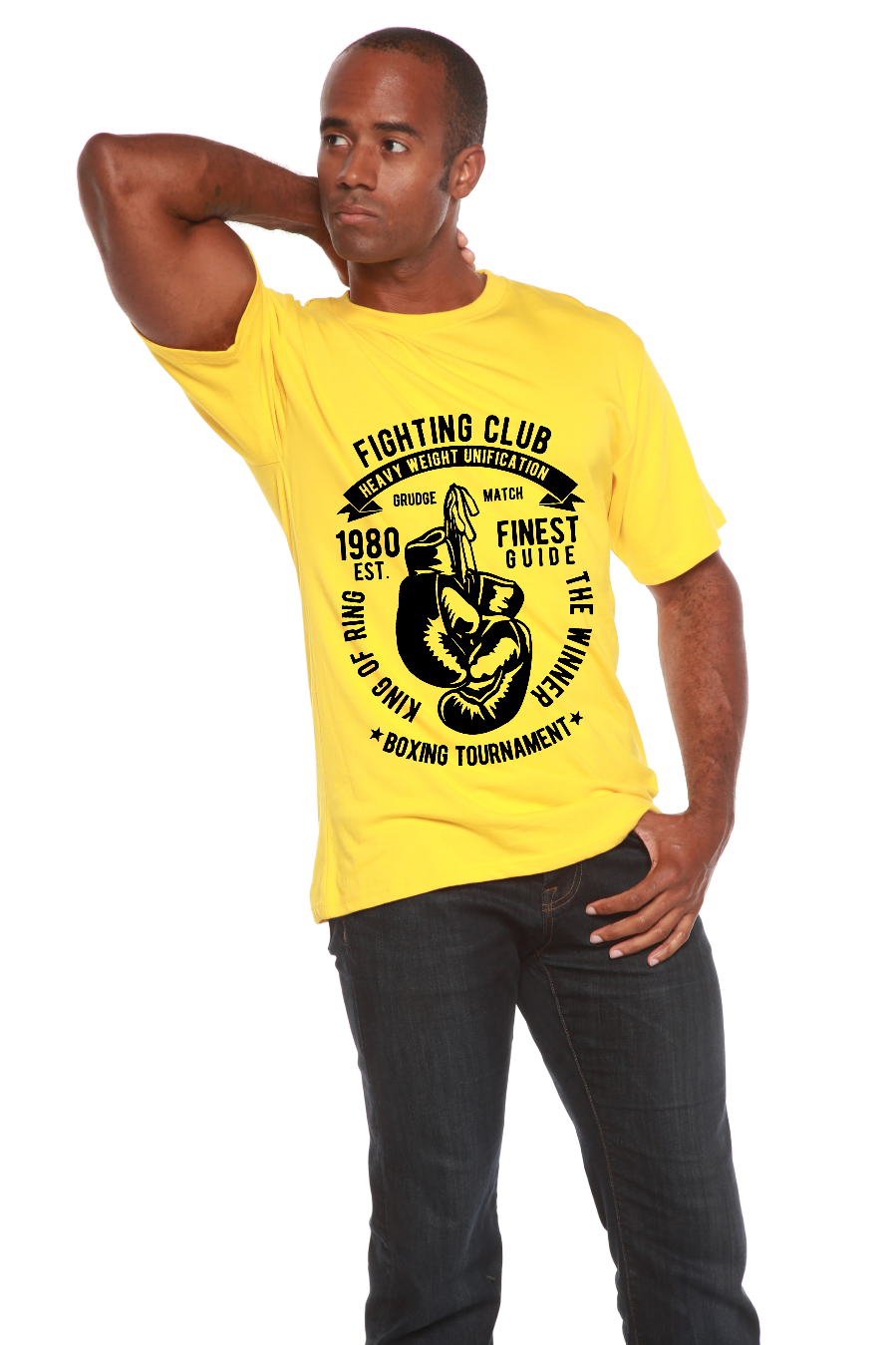 Fighting Club men's graphic tee yellow bamboo viscose/organic cotton by Spun Bamboo on Tampa Home & Garden Store