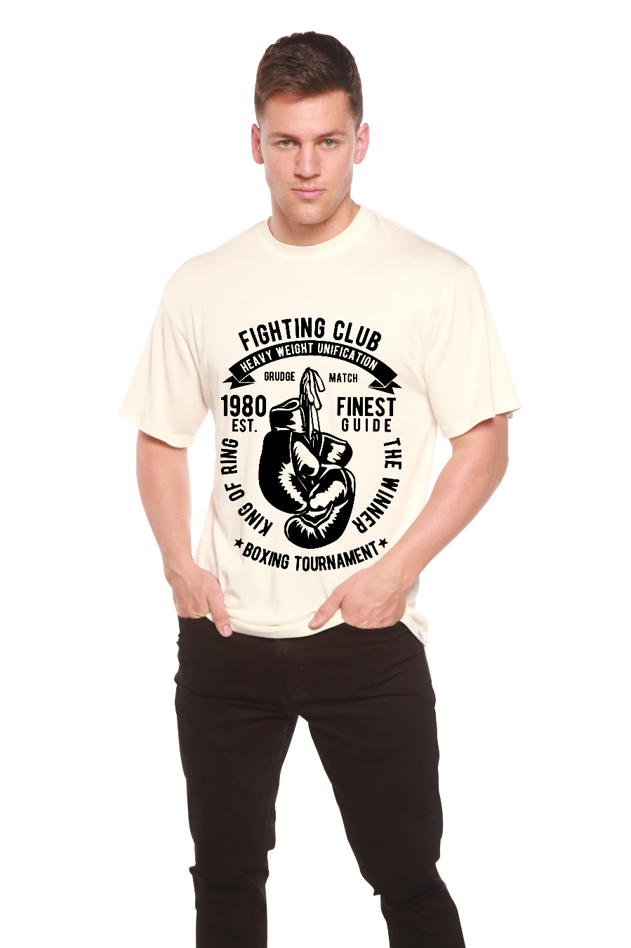 Fighting Club graphic tee bamboo viscose/organic cotton short sleeve, Spun Bamboo boxing glove design on Tampa Home & Garden Store