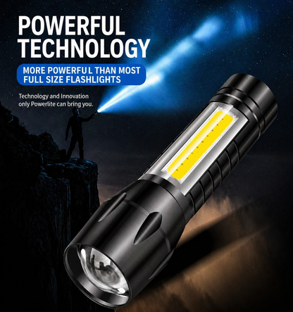 Powerlite Mini handheld torch by Killz Products, black aluminum flashlight with LED strip on Tampa Home & Garden Store