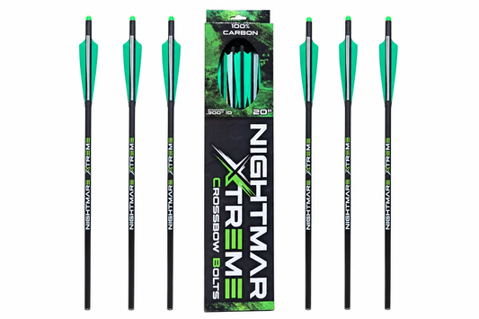 Nightmare Xtreme Carbon Crossbow Bolts 20in, six green-vaned carbon bolts Killz Products on Tampa Home & Garden Store