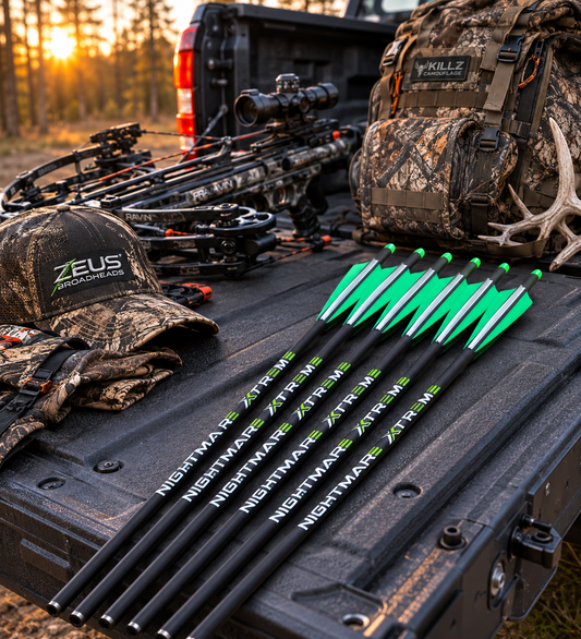 Nightmare Xtreme Carbon Crossbow Bolts 20 Inch neon green vanes 9-pack Killz Products on Tampa Home & Garden Store