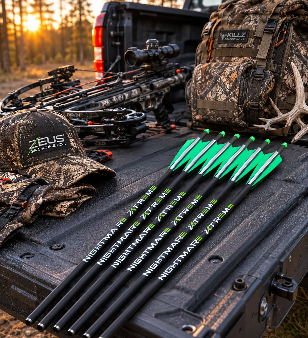 Nightmare Xtreme Crossbow Bolts with Moon Nocks on Killz camo gear on Tampa Home & Garden Store