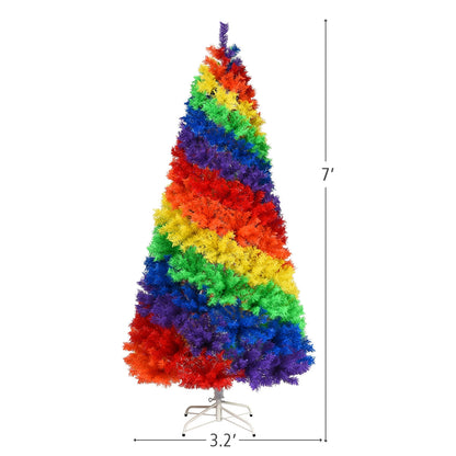 Árbol de Navidad tradicional artificial con bisagras y soporte de metal de 2.1 m