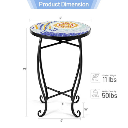 Outdoor Indoor Steel Plant Stand Glass Top Cobalt