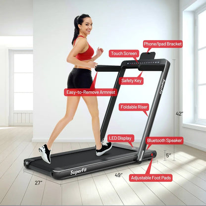 2-in-1 Electric Folding Treadmill For Home Fitness