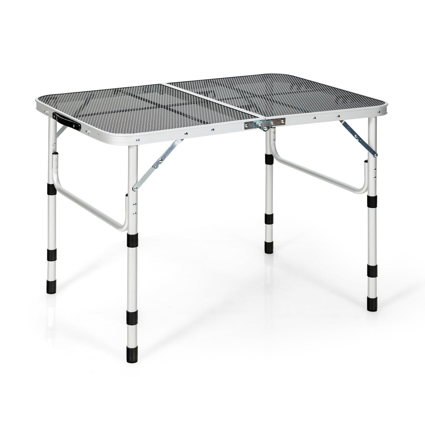 Mesa Parrillera de Aluminio con Tapa de Malla de Hierro - Plateada