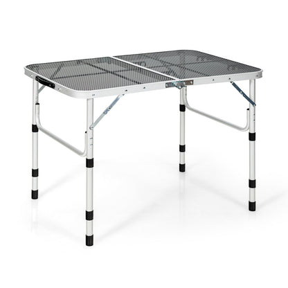 Mesa Parrillera de Aluminio con Tapa de Malla de Hierro - Plateada