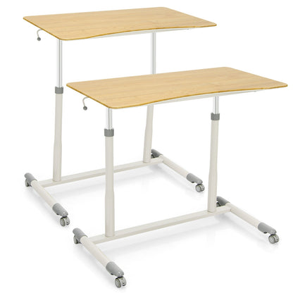 Escritorio de computadora ajustable en altura, mesa para portátil con ruedas para sentarse o pararse - Negro