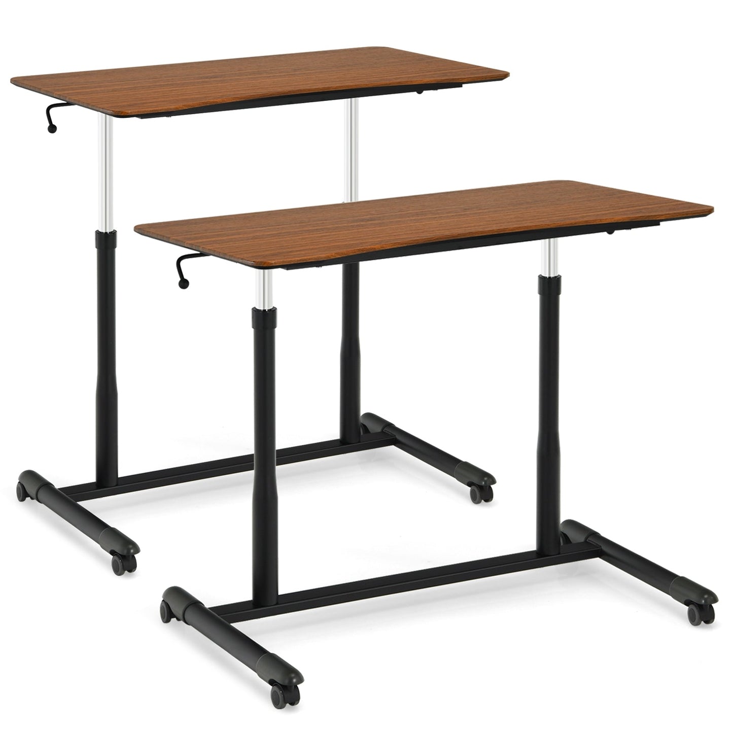 Escritorio de computadora ajustable en altura, mesa para portátil con ruedas para sentarse o pararse - Negro
