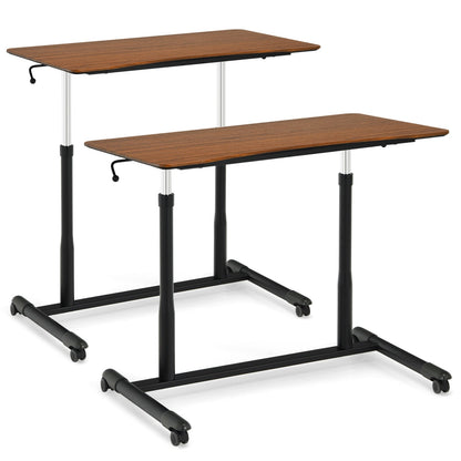 Escritorio de computadora ajustable en altura, mesa para portátil con ruedas para sentarse o pararse - Negro
