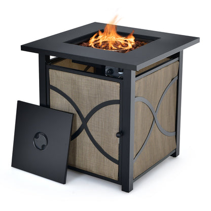 Mesa fogonera de propano de 25 pulgadas y 40000 BTU con tapa y cristal refractario