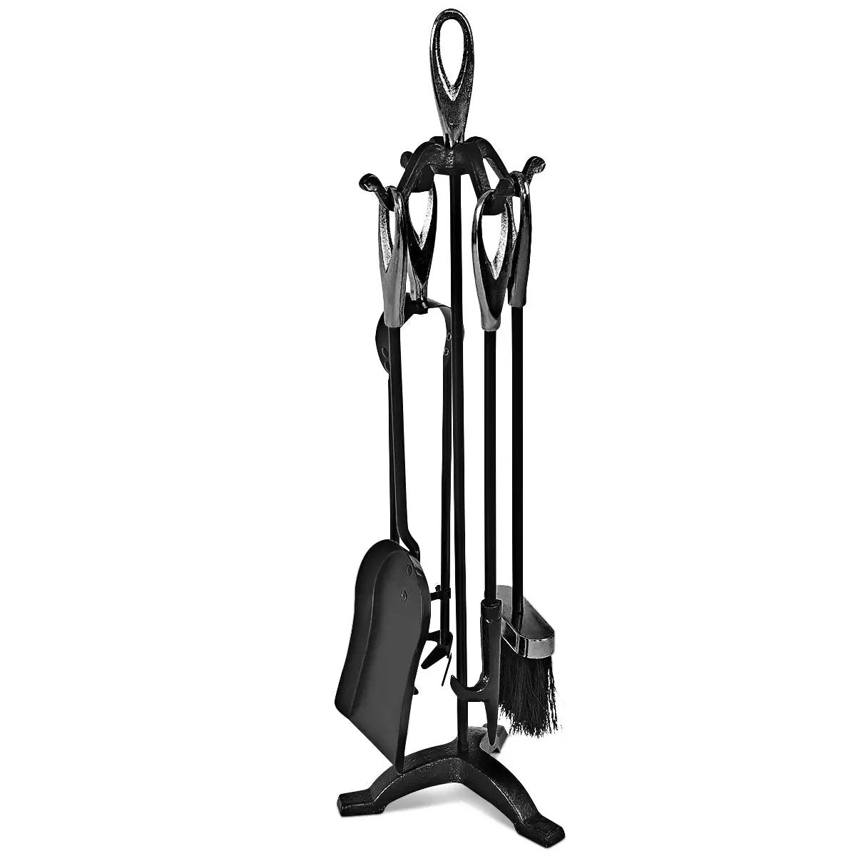 Rustic Wrought Iron Fireplace Tools Set 5 Pieces