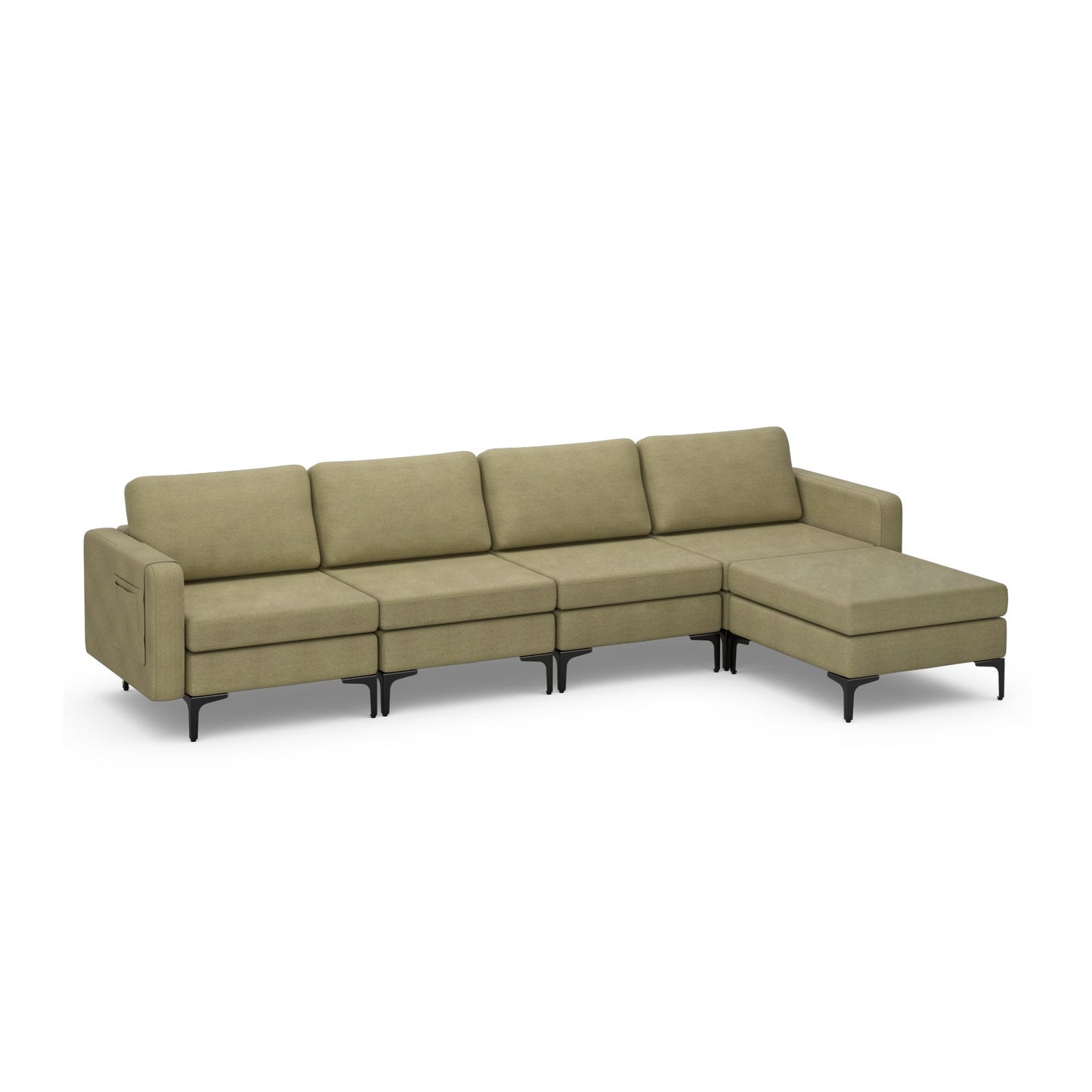 Modular L-shaped Sectional Sofa with Reversible Ottoman and 2 USB Ports