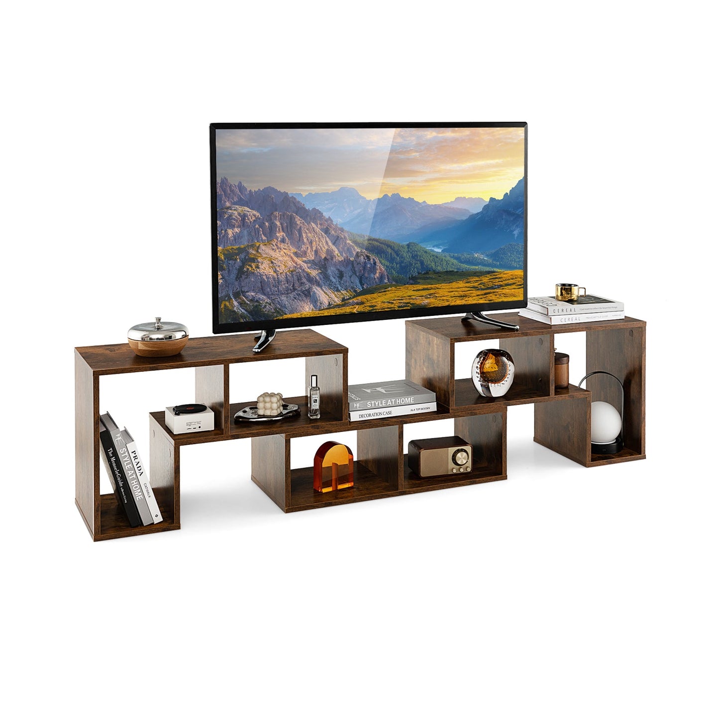 3 Pieces Adjustable TV Stand for TVs up to 65 Inch with Shelves-White