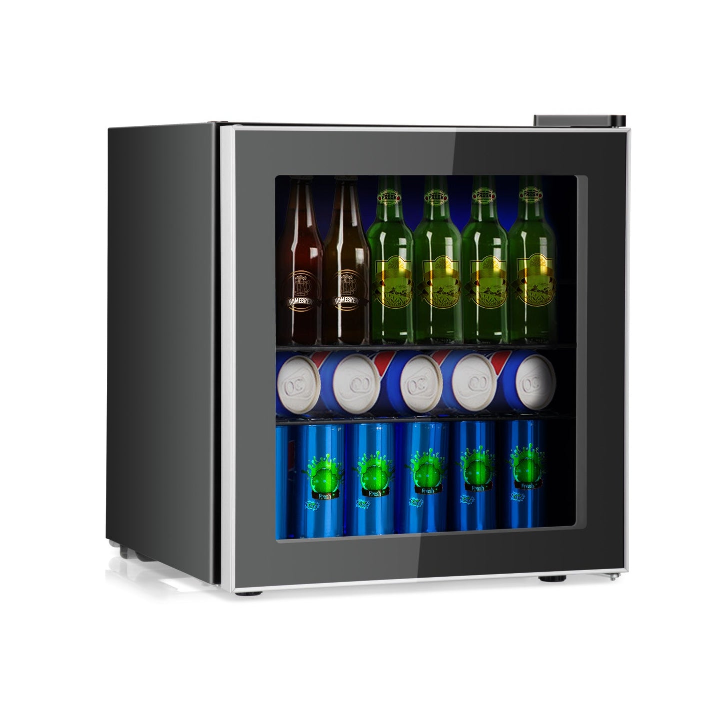 Mininevera para bebidas de 60 latas con puerta de cristal