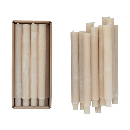 Unscented tapered candles set of 2 in 3 colors, ivory cream beige tones, loose candles on Tampa Home & Garden Store