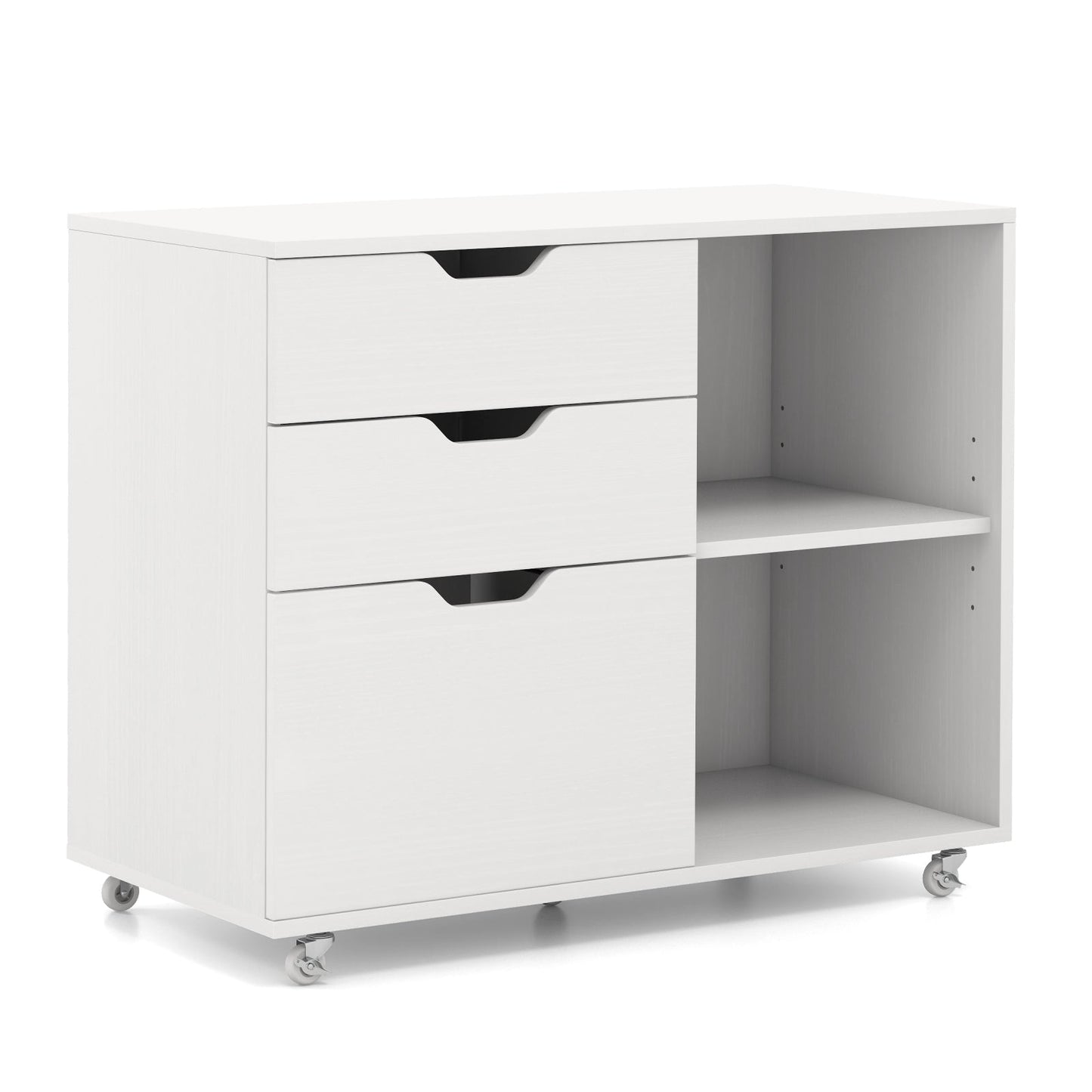 3-Drawer File Cabinet with Adjustable Shelf and Wheels for Letter-Rustic Brown