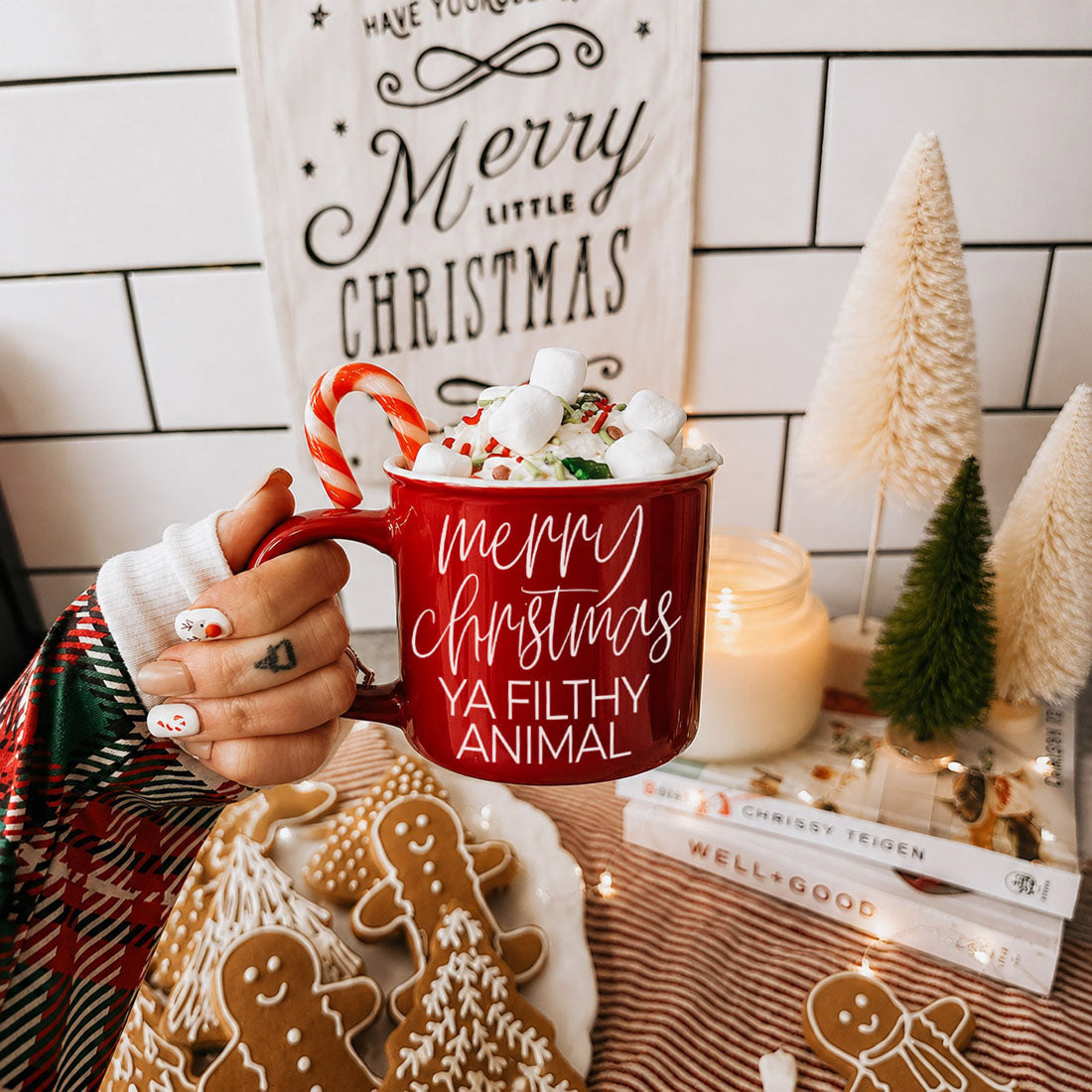 Ya Filthy Animal coffee mug red ceramic Gia Roma with marshmallows on Tampa Home & Garden Store