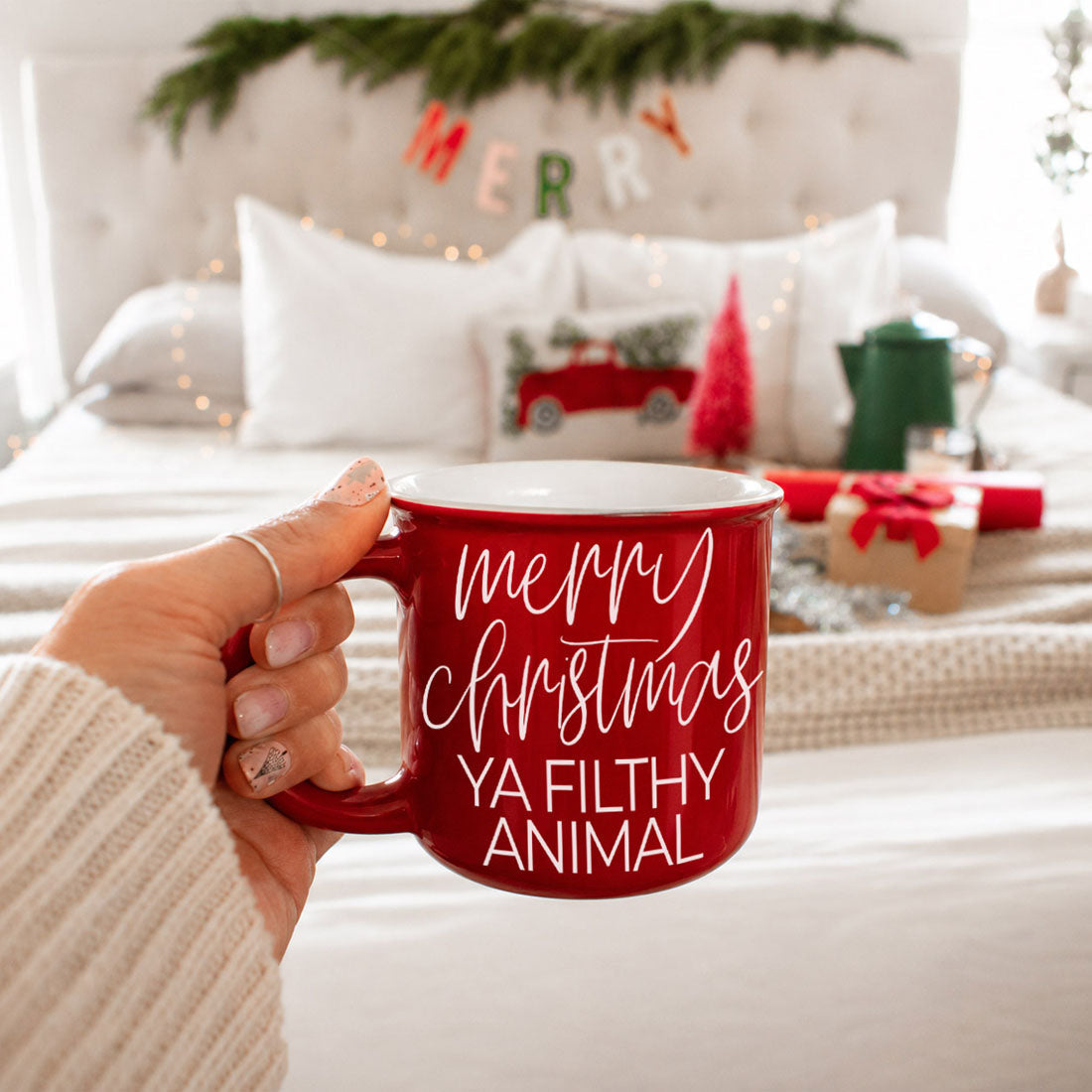 Mug Gia Roma red ceramic Ya Filthy Animal Christmas mug on Tampa Home & Garden Store