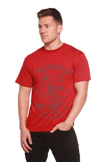 Firefighter men's bamboo viscose organic cotton short sleeve T-shirt red print Spun Bamboo on Tampa Home & Garden Store
