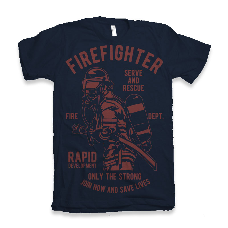 Firefighter Dept men's bamboo viscose graphic tee in navy with red firefighter illustration on Tampa Home & Garden Store