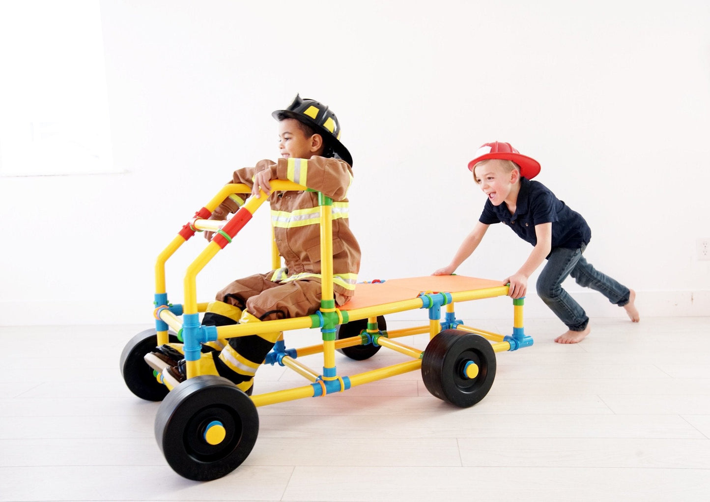 TubeLox Deluxe Set STEM toy construction frame with yellow and blue tubes for kids play on Tampa Home & Garden Store
