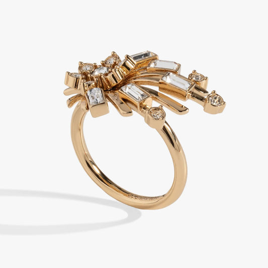 Festive Sparkle Statement Ring gold-tone with baguette and round crystals by ALEX AND ANI on Tampa Home & Garden Store