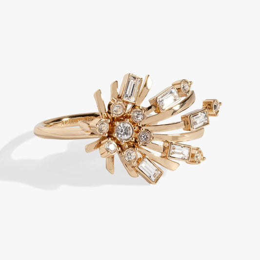 Festive Sparkle Statement Ring gold-tone with baguette and round crystals by ALEX AND ANI on Tampa Home & Garden Store