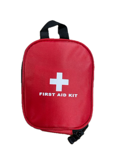 Red first aid kit pouch with white cross on front on Tampa Home & Garden Store