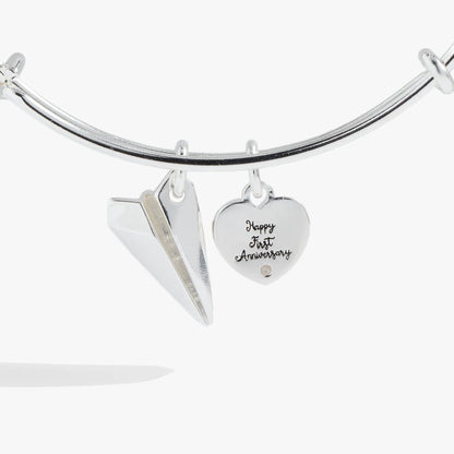 First Anniversary Paper Bangle with Plane Charm