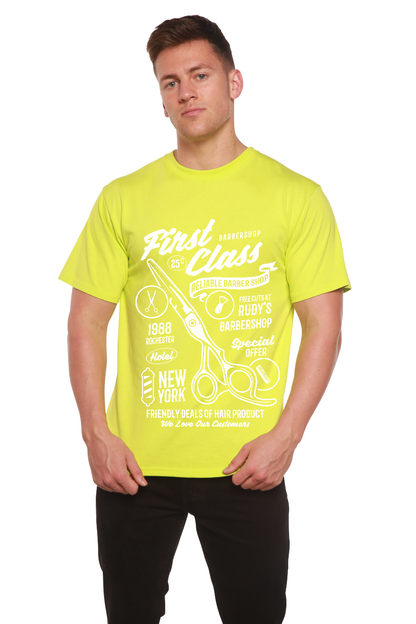 First Class Barber men's neon lime graphic tee bamboo viscose/organic cotton Spun Bamboo on Tampa Home & Garden Store