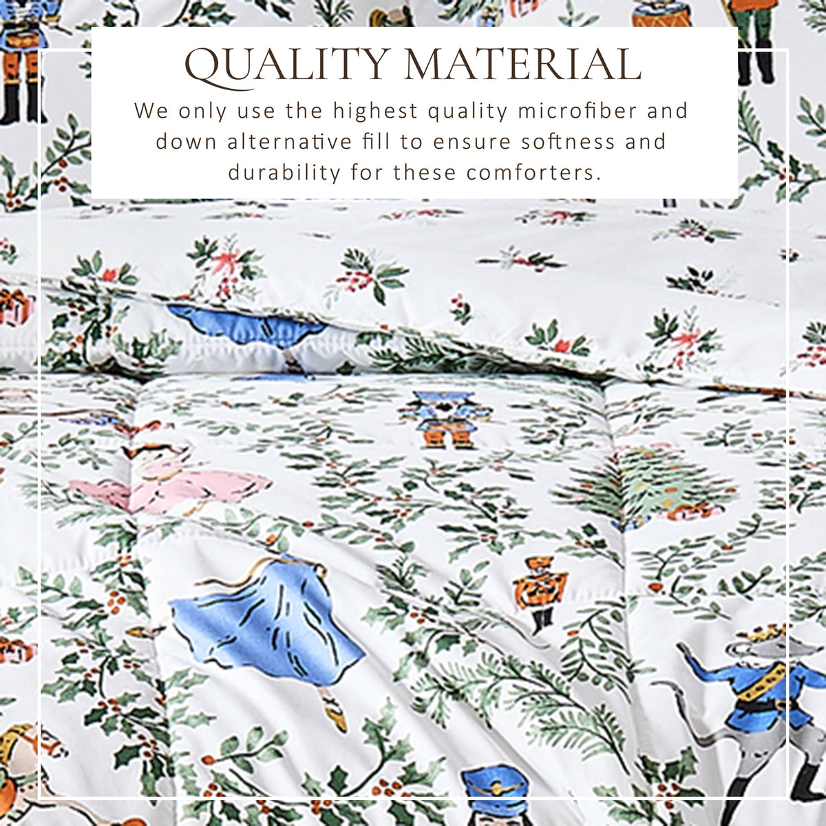 Great Bay Home Reversible Christmas Comforter & Sham Set, Odette, white with holiday prints on Tampa Home & Garden Store