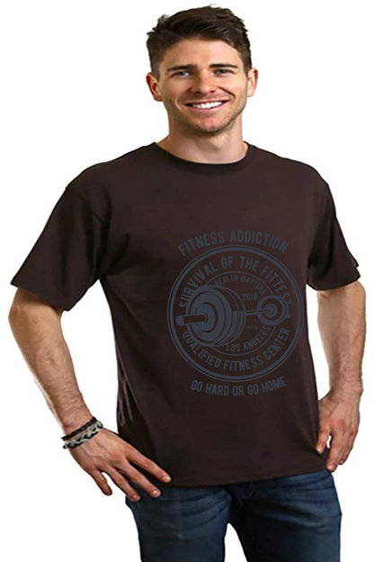 Fitness Addiction men's bamboo viscose/organic cotton short sleeve graphic tee brown with logo on Tampa Home & Garden Store