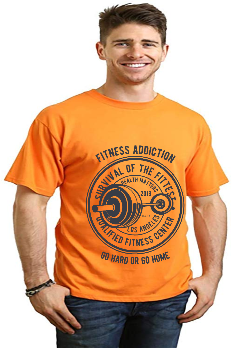 Men's orange bamboo viscose/organic cotton graphic tee with weightlift emblem Spun Bamboo on Tampa Home & Garden Store